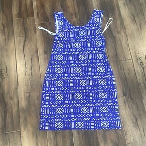 Blue Patterned Sleeveless Dress